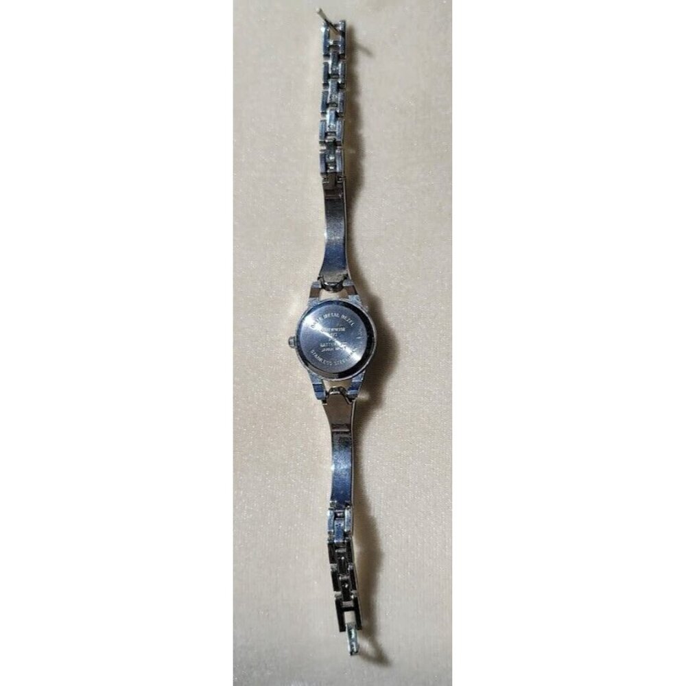 VTG Silver Tone Costume Jewelry Womens Watch Encrusted CZ's GENWM992 Ticks Runs - Picture 5 of 6